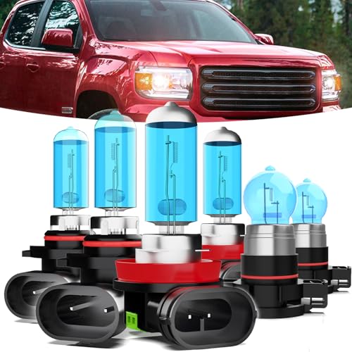 Image of Halogen Headlights Fit For GMC Canyon 2015-2020 Headlight Bulbs,9005 /HB3 /H10 High Beam+ H11 /H8 /H9 Low Beam+ h16 /5202 Fog Light Combo,Plug And Play,Pack of 6 (GMC Canyon 2015-2020)
