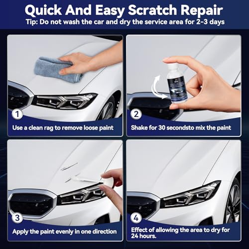 Image of Car White Paint Touch Up Cars Scratch Repair for Vehicles, Rim High-Gloss White Paint Pen 30ML Quick Drying Automotive Scratch Repair, Non-toxic 1.5 oz Easy to Use