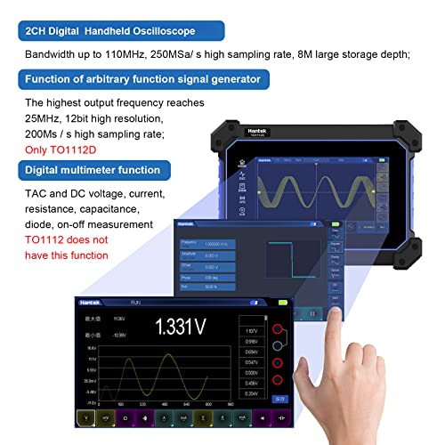 Image of Hantek TO1152D Touch Screen Tablet Oscilloscope, 2+1CH Channel Handheld Digital Oscilloscope with Multimeter, 150MHz
