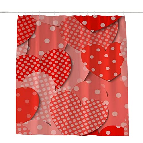 Rideau de douche cœurs rouges lavable en machine avec crochets inclus CHEHONG - 2