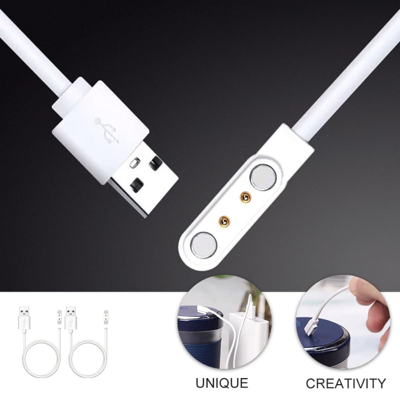 Mikikit 2pcs Magnetic Charging Cable for Watch Replacement Charger Cable Package Compatible Smartwatches