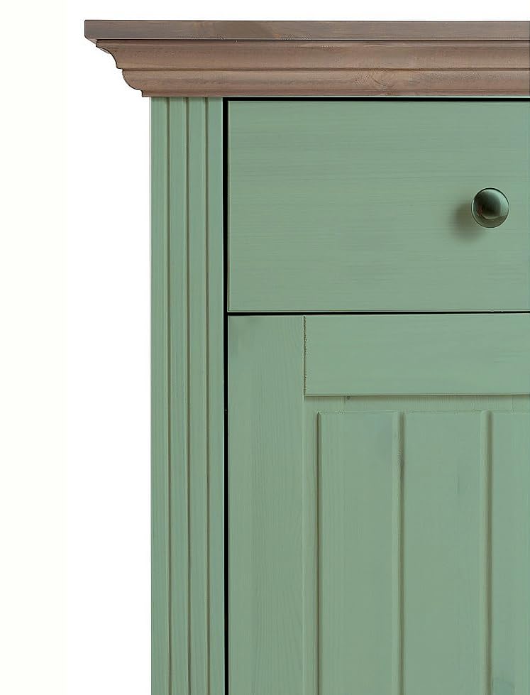 Image of APRODZ Solid Wood Alegre Sideboard Storage Cabinet for Living Room | Misty Teal