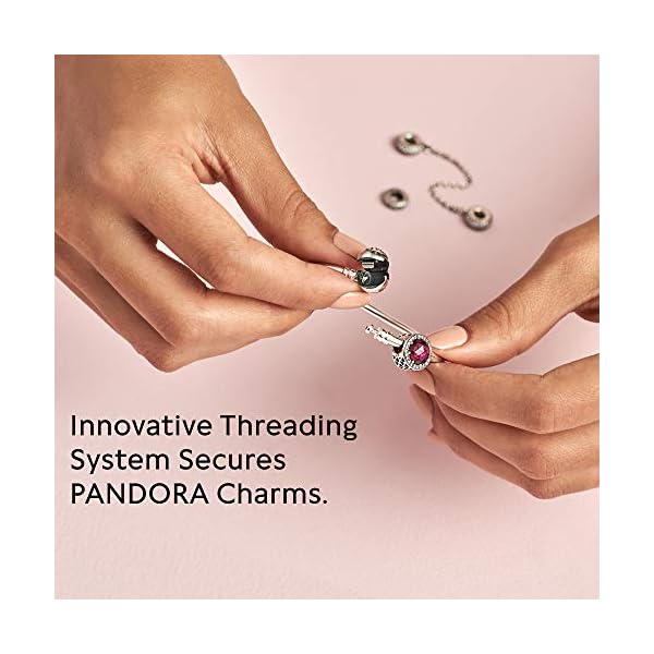 PANDORA-Jewelry-Bangle-Charm-Sterling-Silver-Bracelet Pandora Moments Sterling Silver Ball Clasp Bangle for Women - Compatible Moments Charms - Bangle Charm Bracelet - Gift for Her - 7.5"