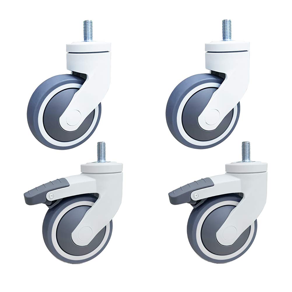 Roulettes pivotantes robustes universelles avec frein tige filetée M12 4 pouces 100mm en caoutchouc