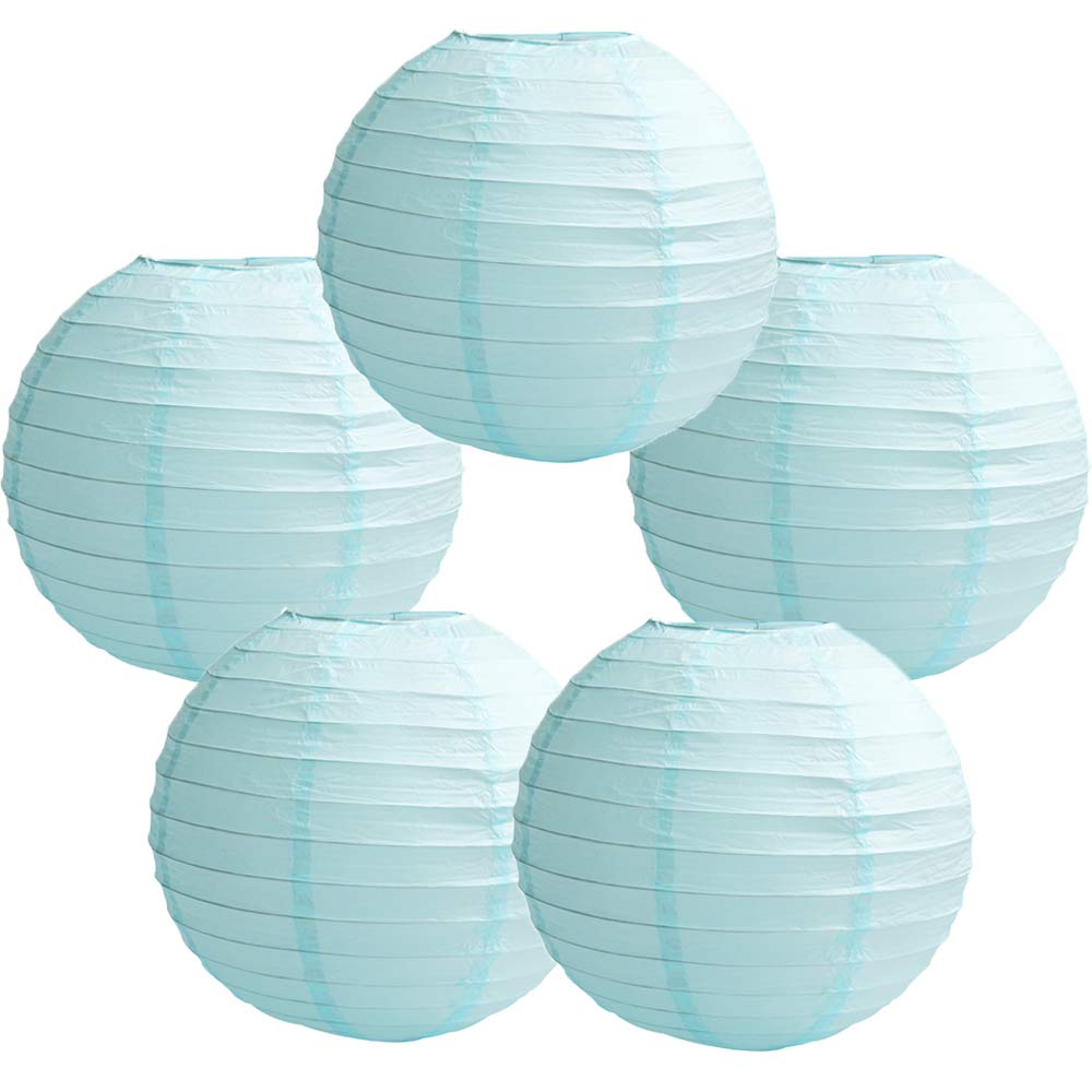 Time to Sparkle 5 Pack Tissue Paper Round Lanterns LampShade Lamp Shade Wedding Birthday Party Decoration | White, 30"(75cm) | — view 20