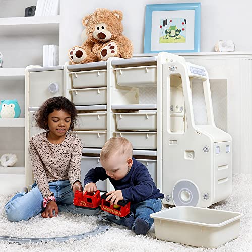 Image of WEDANTA Kids Large Toys Storage Organizer Shelf Organizer for Books and Toys with 11 Bins 2 Cabinets and 3 Shelves Multipurpose Toy and Book Storage Solution for Kids - Toy Bin Storage