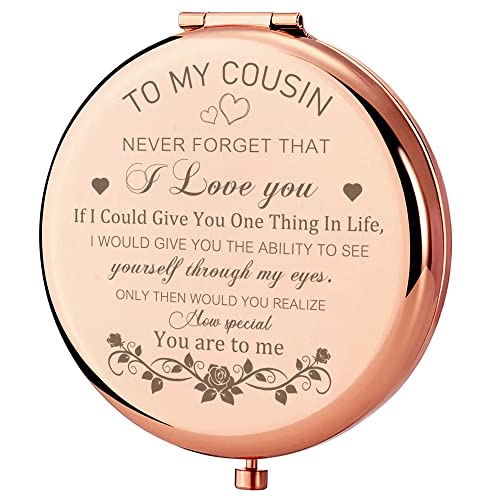 GAOLZIUY Cousin Gifts for Women Cousin Birthday Gifts Rose Gold Compact Mirror Gifts for...