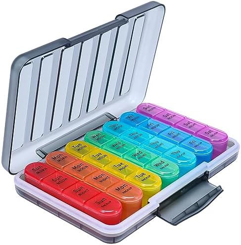 Windtrace Pill Organizer 4 Times a Day,Pill Box 7 Day,Weekly Pill Case Daily for Travel,Moisture-Proof Design to Hold Vitamins, Supplements and Medication