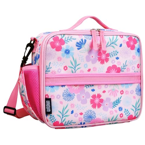 Image of Wildkin Kids ECO rPET Insulated Lunch Box - Keeps Food Hot or Cold, Easy-Clean Lining, Mesh Pockets & BPA-Free - Boys & Girls, Ideal for School, Travel & Daycare - Pink Floral Bloom