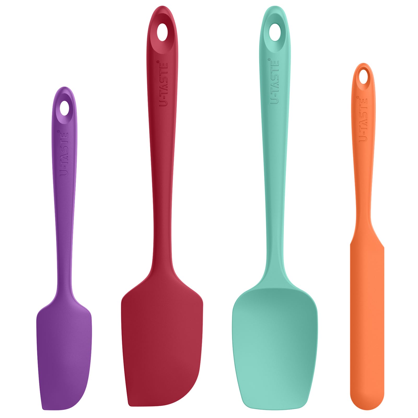 U-Taste Heat Resistant Silicone Baking Spatula Set of 4 Multicolors - BPA-Free 600°F Flexible for Non-Stick Cookware