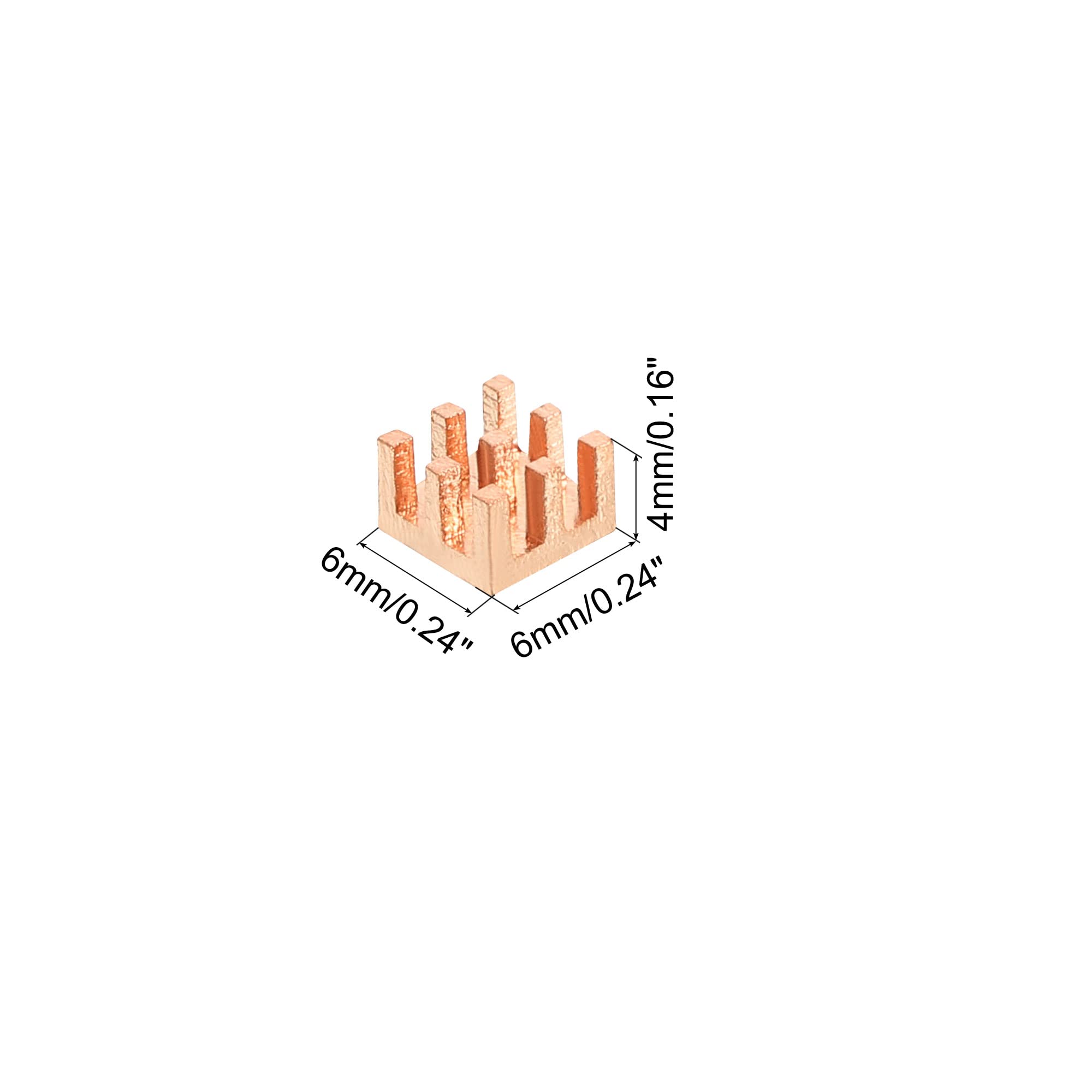 sourcing map 5 sztuk miedzianych radiatorów 6 x 6 x 4 mm samoprzylepnych do chłodnicy chipsetowej IC