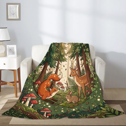 Couverture en polaire douce plaid lit grand format vert automne - 7