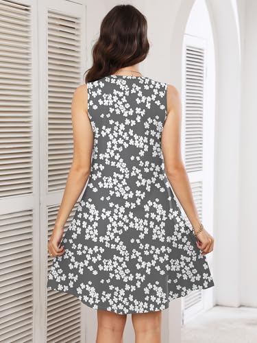 Image of Heymoments Women's Summer Sleeveless Crewneck Dresses Casual Loose Fitted Tank Sundress with Pockets