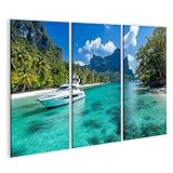 islandburner Bild auf Leinwand Luxusyacht für Wohnzimmer Yacht-Liebhaber Luxushotel Bilder Wandbilder Poster