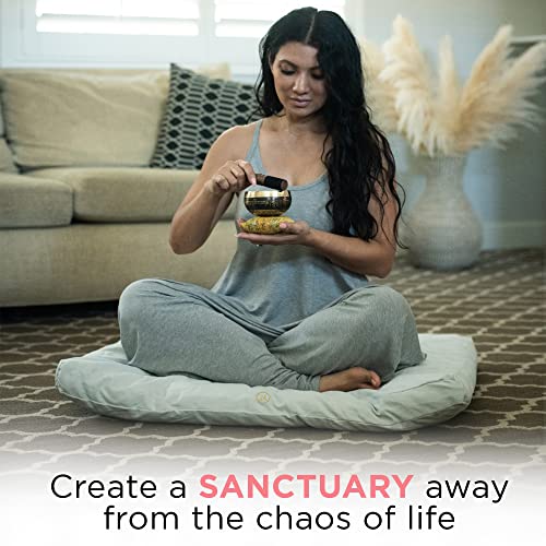 Ajna Organic Cotton Zabuton Meditation Mat - Luxurious Meditation Cushion Floor Pillow - Zabuton Meditation Cushion Large - 100% Cotton Filling (Grey) #TOP5