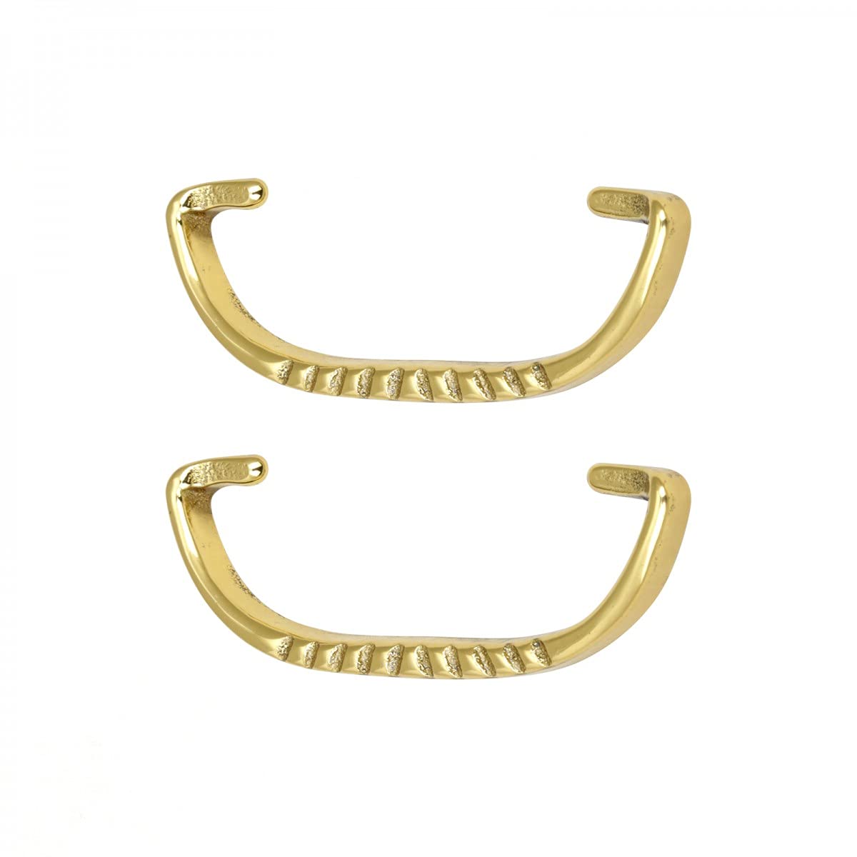 Renovators Supply Victorian Brass Cabinet Bail Pull 3 3/4 Inches Long Solid Cast Brass Ribbed Style Drop Handle Dresser Or Drawer Pulls with