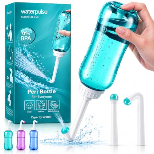 Bidet Portátil 450 ml–Botella Perineal Postparto de Mano con 2 Boquillas para Higiene Íntima Femenina, Mamás, Embarazadas, Maternidad, Niños, Peri Bottle para Casa, Hospital, Camping y Viajes