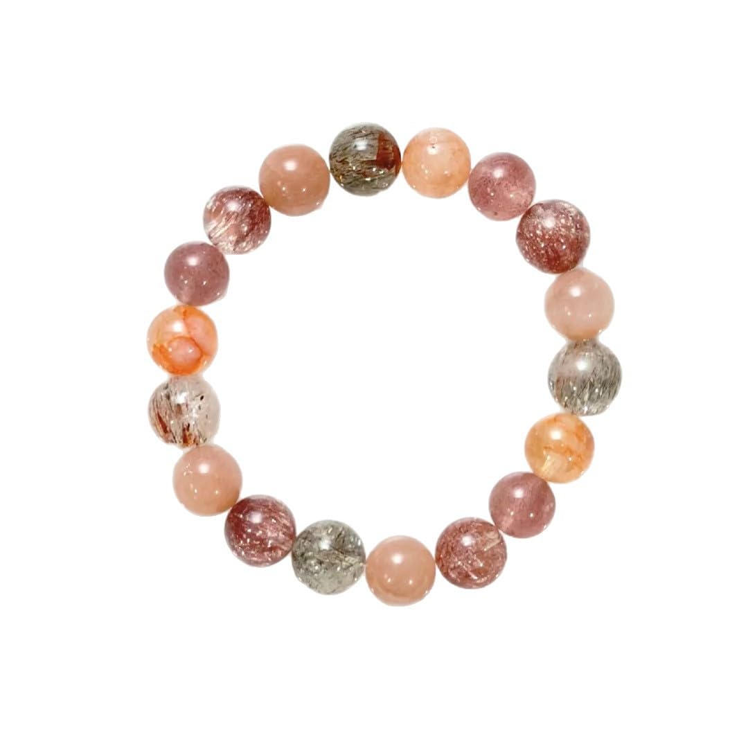Pulsera Elástica Cristal Pulsera De Cristal Natural De 10mm Con Múltiples Piedras Preciosas Flor De Eucalipto Rojo Piedra Solar Negra Y Dorada 18 Piezas