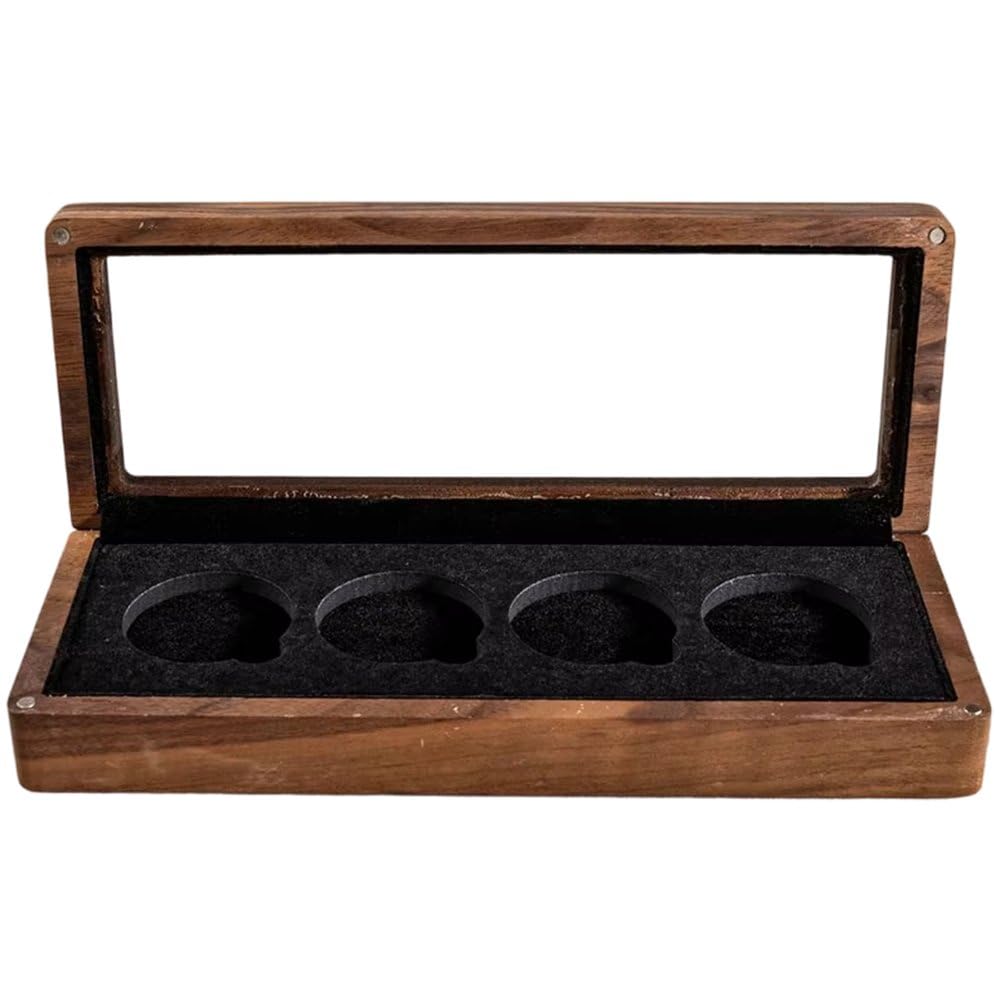 Sslvya Walnut Wood Challenge Coin Display Case, Coin Presentation Display Box Coin Holder Walnut Wood Coins Storage Box for Collectors
