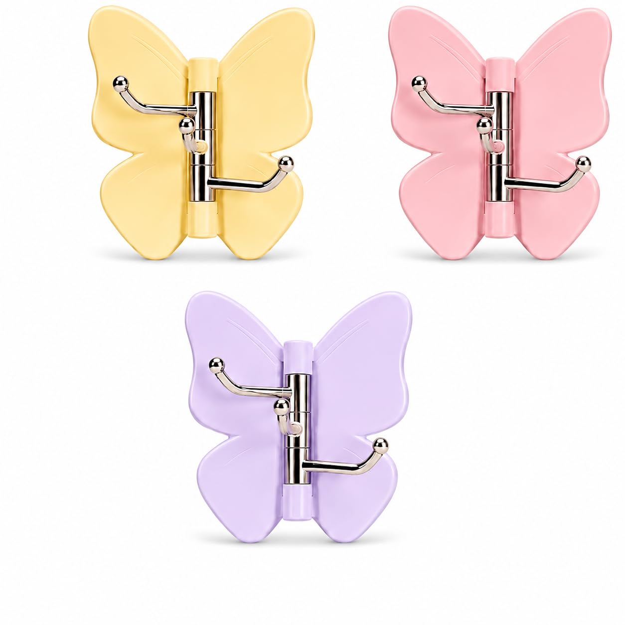Self Adhesive Rotating Butterfly Hook Corner Wall Hook Multipurpose Wall Hanger for Keys Handbags Caps Towels Bathroom Kitchen Bedroom Organizer [Pack of 2]-image-17