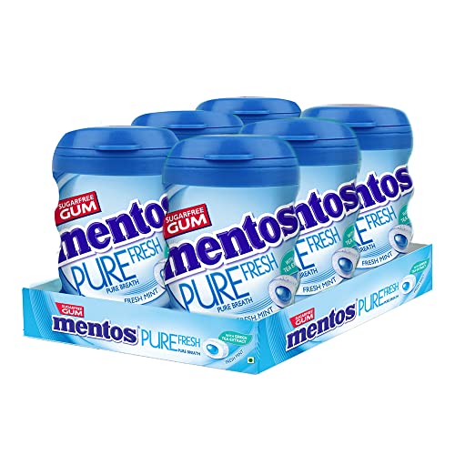 Mentos Pure Fresh, Sugarfree Mint Flavour, Chewing Gum Bottle Pack, 327.6 g- Pack of 6 (B0829B2LB5) Amazon Price History, Amazon Price Tracker