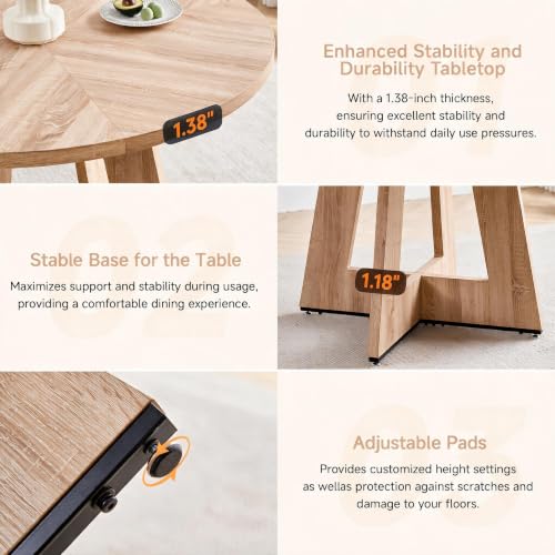 Image of Round Dining Table Set for 4, Kitchen Table and Chairs