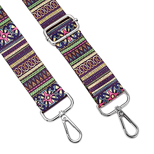 Image of Silvery Buckles Wide Shoulder Strap Adjustable Replacement Belt Crossbody Canvas Bag Handbag