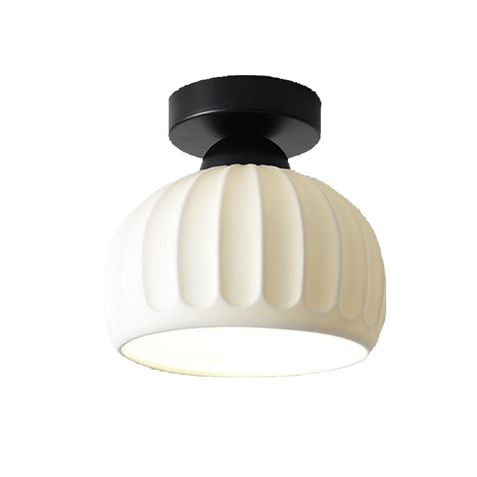 LUOYAOB Japanese Style Ceramic Ceiling Light Semi Flush Mount Minimalist Ceiling Lamp Close to Ceiling Light Fixtures for Balcony Hallway Cloakroom Kitchen Hallway Homestay Porch (Color : Black)
