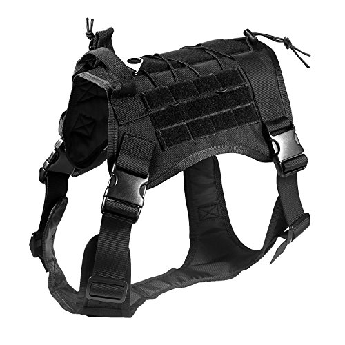 Feliscanis Tactical Service Dog Vest Military Patrol K9 Dog Vest Black M