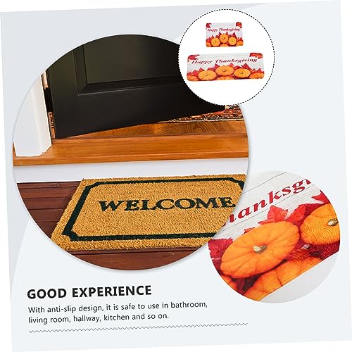 Alipis 2Pcs pumpkin polyester decorative ground mat household kitchen mat absorb water printing reward indoor household floor mat Fall Kitchen Rug printing pad non-slip floor mat