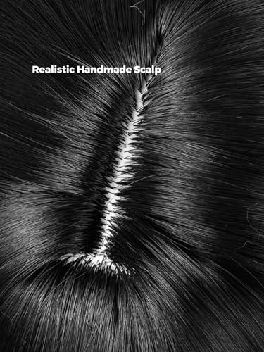 Image of Half and Half Long Black Game Fighter Anime Cosplay Wig with Bangs & Double Buns, Hanfu Costume Wigs 29.9'' Chinese Ancient Vintage Wigs for Women Halloween Party