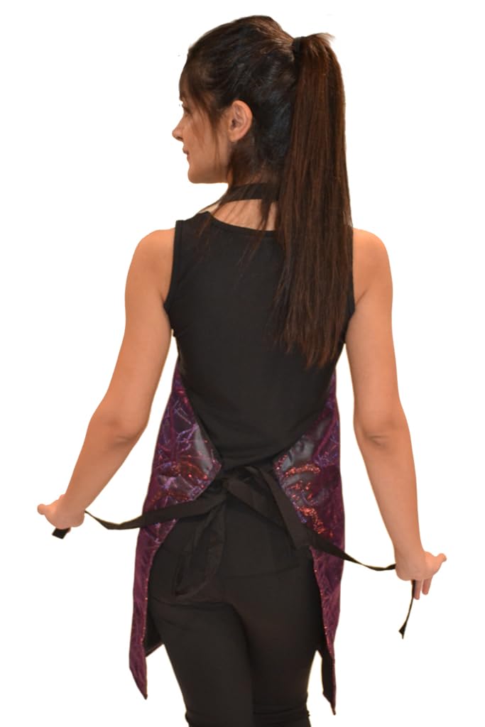Ladybird Line 141 Rose/blue Sparkle Waterproof and Hair Resistant Apron with Adjustable Neckband and 2 Front Pockets, Ideal for Hair Stylists and Home and Kitchen - One Size Fits Most