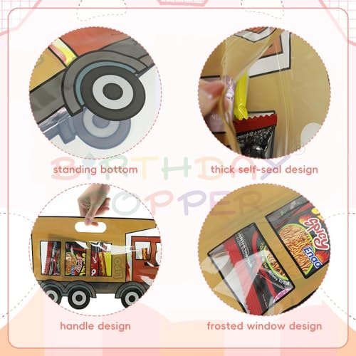 Image of Birthday Popper Vehicle Shaped Ziplock Standy Pouches as Birthday Return Gifts - Set of 10 | Gift Bags | Reusable Sealable Food-Grade Gifting Wraps for Picnics & Treats
