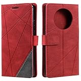 Vankii Kompatibel mit Huawei Mate 40 Pro Hülle, Flip Wallet Handyhülle PU Leder Brieftasche Tasche Hülle Stoßfeste Schutzhülle [Kartenschlitzen] [Magnetverschluss] [Standfunktion] (Rot)