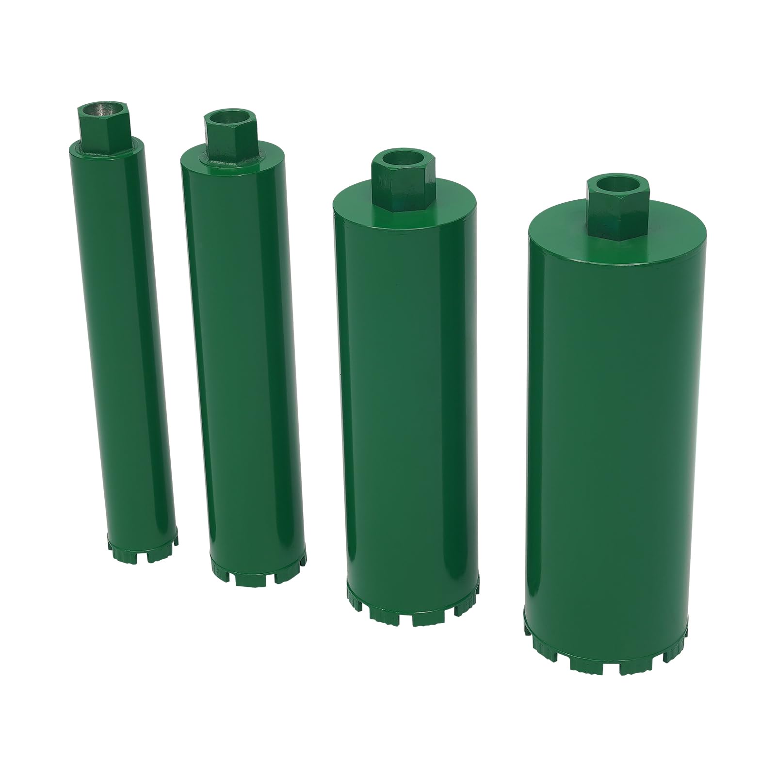 Set di 4 punte diamantate con filettatura M22, diametro 56 mm, diametro 76 mm, diametro 102 mm, diametro 120 mm, con filettatura M22, forma allungata, corona per trapano a umido e a secco con denti