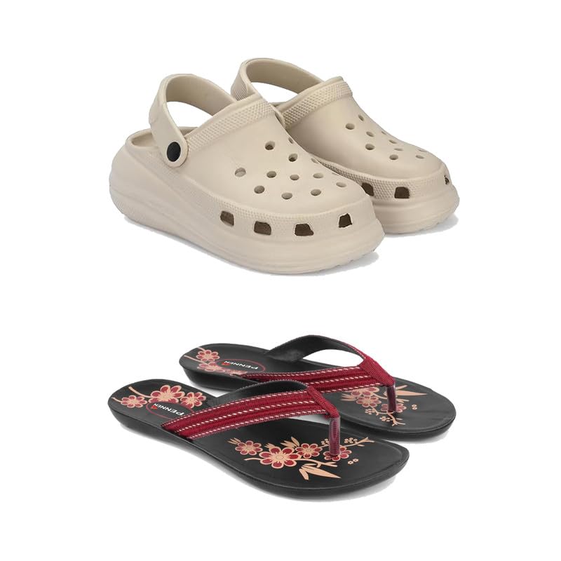 Premium Comfortable Regular Wear Clogs for Women with Stylish Flats Fashion Slippers for Women's & Girls Combo-OO1-O22-5 Maroon-COMBO(2)-OO1-O22-5 -P-EURO-36-image-12