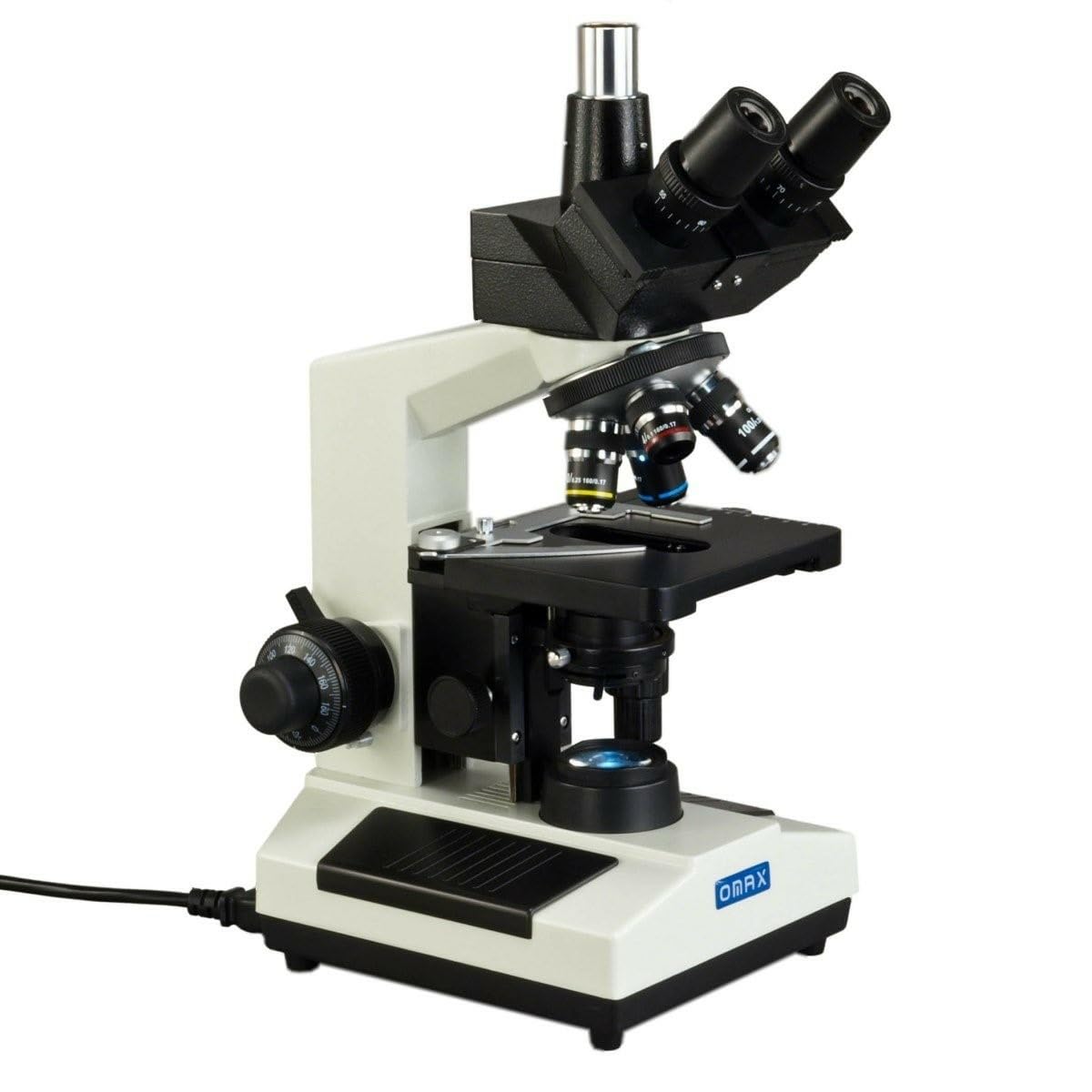 OMAX Microscopio composto biologico Trinocular 40X-2500X con la luce sostituibile del LED