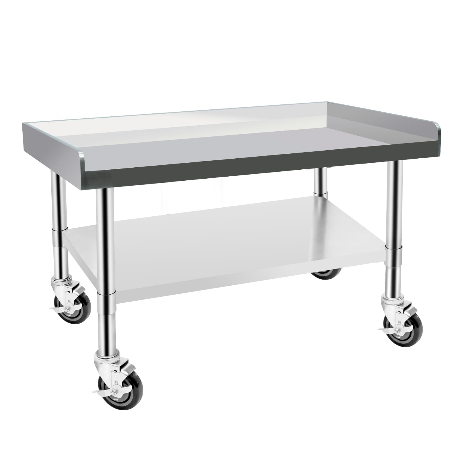 Hutioai Stainless Steel Worktable with Under Shelf 360 Lockable Casters - Practical for Commercial Kitchens Workshops 30 36