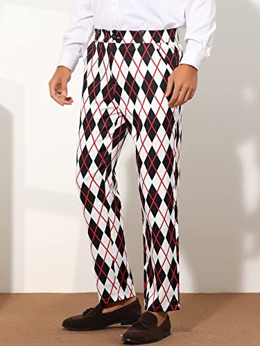 Lars Amadeus Printed Dress Pants for Men's Regular Fit Flat Front Business Suit Trousers2