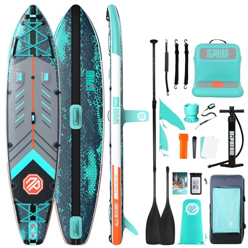 Image of Niphean PRO Extra Large Inflatable Paddle Board with Seat, 11'6 inch /12'6 inch SUP | Stand Up Paddle Board with Pressure Gauge, StabilTrac Fin, Upgraded All-Round /Touring SUP for Adult Adventures, 2+1 Person