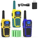 Radios Walkie Talkies 3 Pack, Rechargeable Walkie-Talkies for Adults Kids Hands-Free 2 Way Radios...