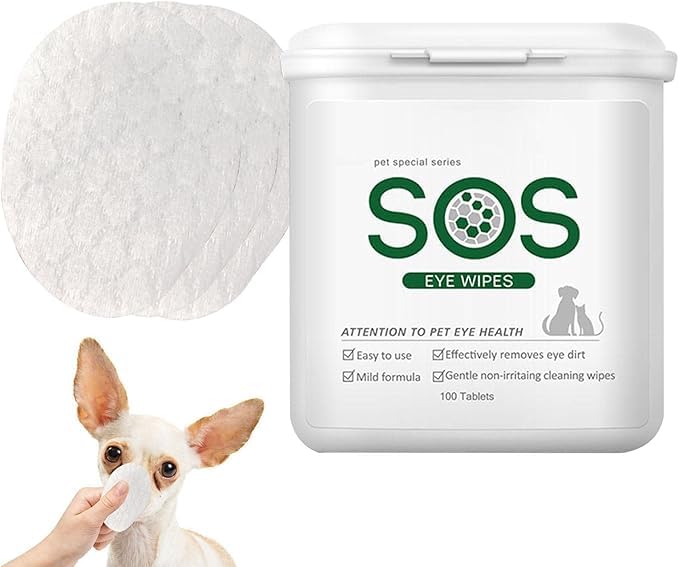 100-Pack Cat and Dog Eye & Ear Care Wipes – Gentle Cleaning Cloths for Pet Hygiene, Tear Stain Removal, and Sensitive Skin (Eye Wipes)