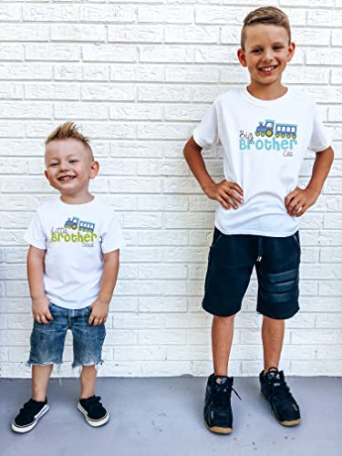 Big Brother Little Brother Shirt Personalized Train Shirt Boy Set of 2 Shirts Blue Green Gift Set Toddler2