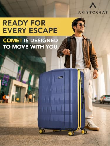 Image of Aristocrat Comet Set of 3 (Cabin+Medium+Large) Hard Case Trolley Bags, Blue