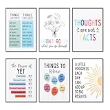 XRVRILE Motivierende Wandbilder mit Positiven Affirmationen, 6er Set, 20,3 x 25,4 cm, Ungerahmt, für Büro, Klassenzimmer und Kinderzimmer