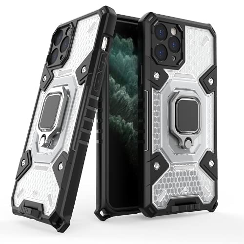 Image of Tough Armor Bumper Back Case Cover for iPhone 11 Pro | Ring Holder & Kickstand in-Built | 360 Degree Protection Back Case Cover for iPhone 11 Pro (Transparent)