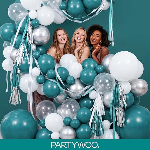 Image of PartyWoo Slate Blue Balloons 140pcs Different Sizes Pack of 18 12 10 5 Inch Navy Dusty Blue Boho Neutral Balloon Arch Kit for Baby Shower Graduation Jungle Ocean Birthday Party Decorations Blue-F22