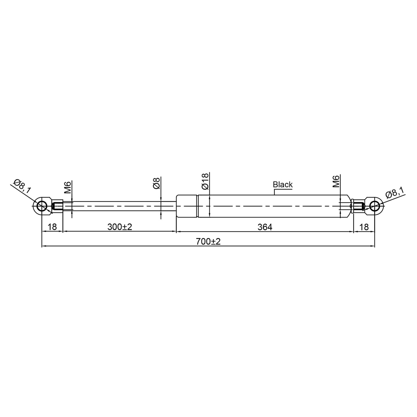 Universal Gas Struts Spring Eyelet | 100-1000 Newton | Length Options 200 mm to 900 mm | Heavy-Duty | Lift Support System (800MM, 300 N) — view 21