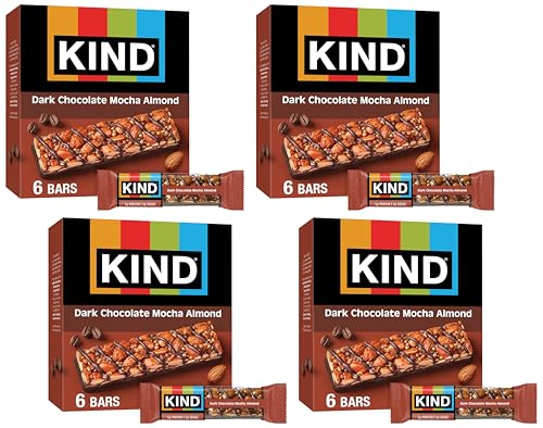 Image of KIND Nut Bars, Dark Chocolate Mocha Almond, Gluten Free, Low Sugar, 5g Protein, 6 Count (Pack of 4)