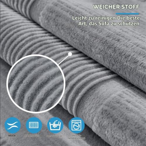 LINGKY Sofa Überzug Dicke Plüsch Sofabezug, Grau, 90x160cm – Ansicht 6